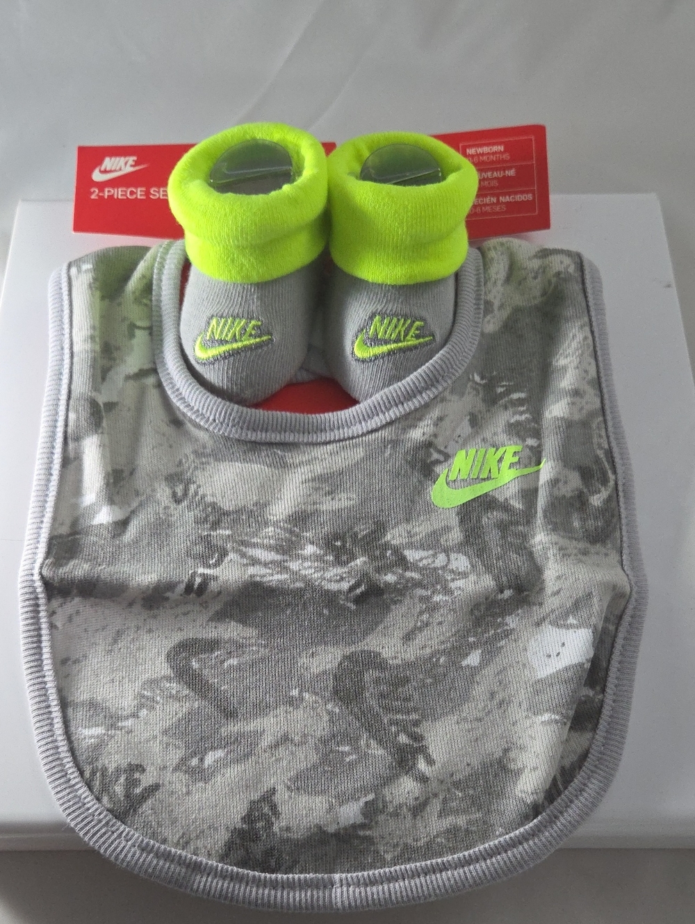 Nike Gray Camo Bib with Neon Green Logo & Booties